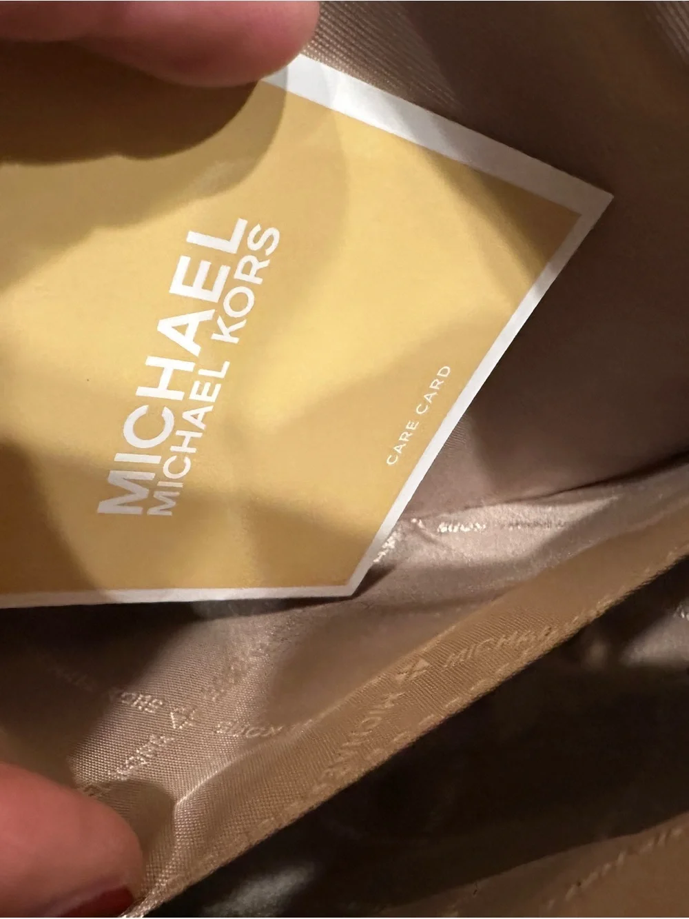 Michael Kors Brown MK Signature Crossbody with Gold Chain Accent